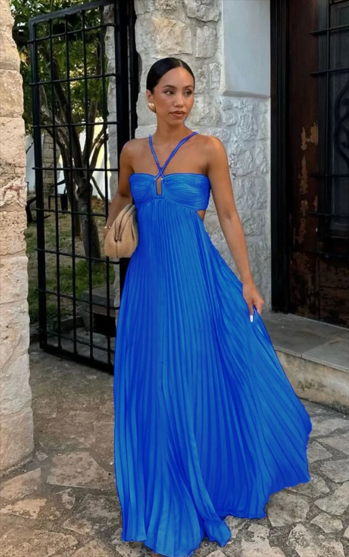 Halter Hollow Out Maxi Dress - HalleBeauty